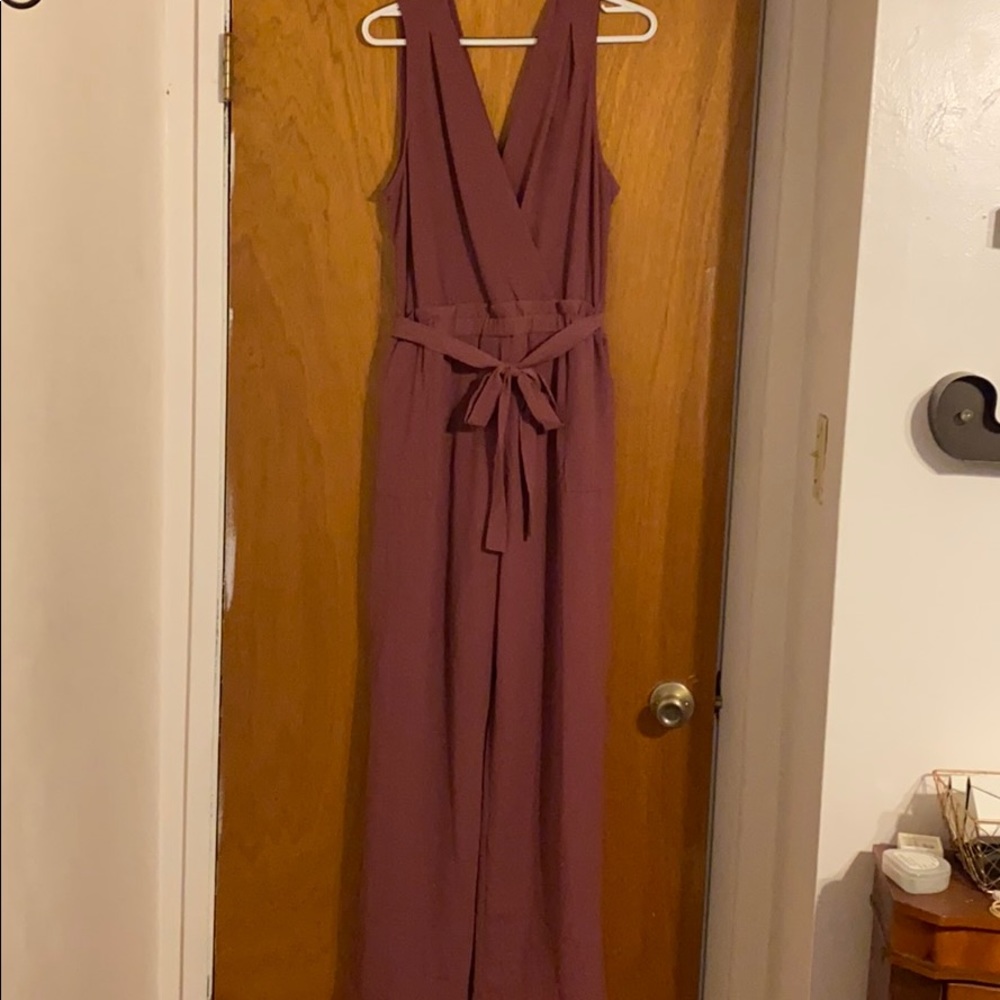 Maroon Jumpsuit with Tie Waist